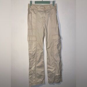 Abercrombie Fitch Pants Womens 6 Beige Cargo Straight Boot Pleated Y2K Cotton